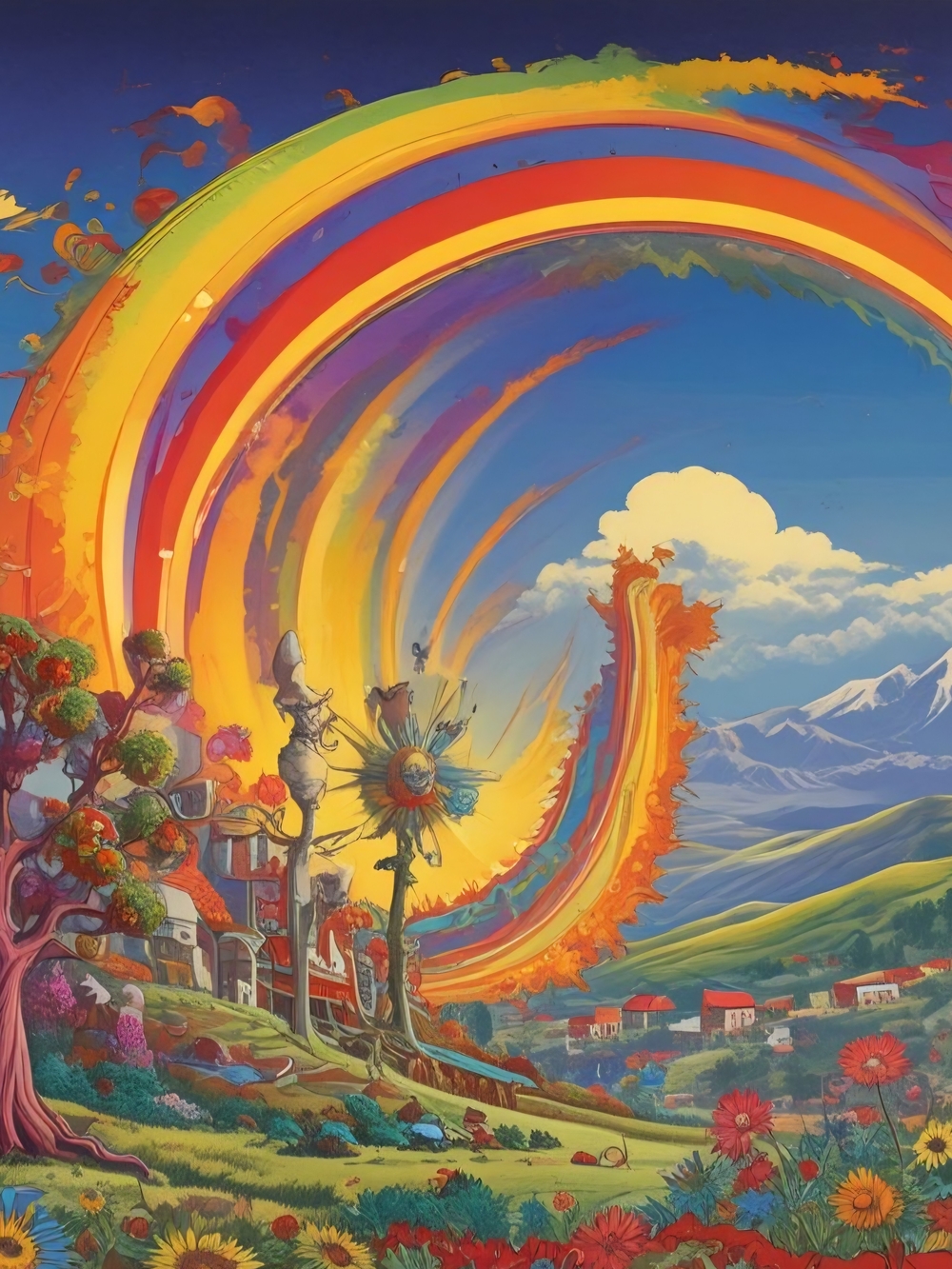 Colorburst Rainbow Landscape Art Print - Multicolor